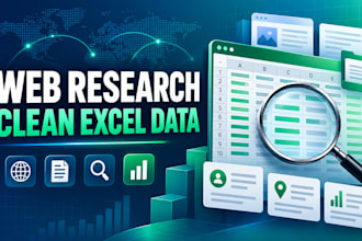 do  web research ,datacollection ,and organize the results in excel