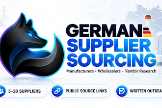 research german suppliers and build a sourced shortlist