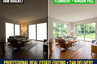 real estate photo editing hdr flambient window pull