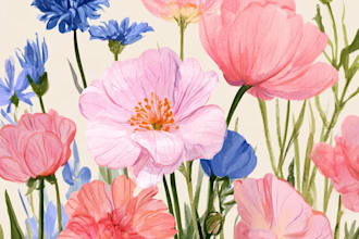 botanical artwork of plants and flowers