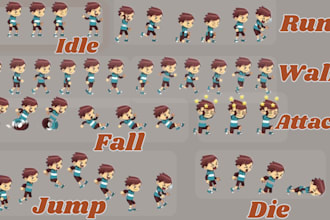 create pixel art character, sprite sheet, game art, retro art, asset, rpg sprite