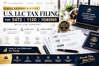 prepare and efile form 5472, 1120, 1040nr for US llc tax filing with CPA