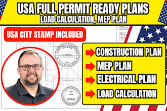 usa architectural mep,electrical plan stamp city permit mep engineering plans