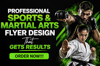 design martial arts, boxing, jiu jitsu, sports, fitness and gym flyers