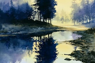 hand paint a watercolor or acrylic landscape
