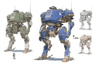 draw amazing character mecha robot illustration