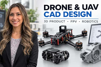 design drone frame cad fpv uav frame prototype 3d  robotics component cad model
