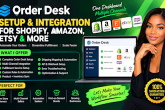 order desk setup and integration for shopify, amazon, etsy, and more