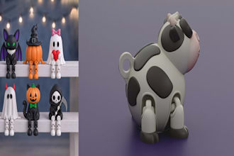 sculpt cute 3d flexi toy, articulated model, action figure, statue, 3d props stl