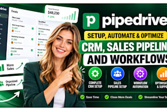 setup, automate and optimize pipedrive CRM, sales pipeline and workflows