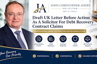 draft uk letter before action as a solicitor for debt recovery contract claims