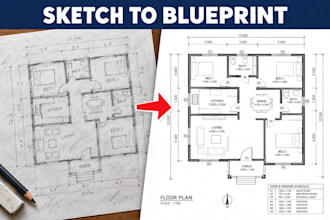 convert sketches to architectural floor plans and adu permit drawings