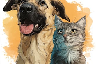draw your cute pet into disney cartoon portrait style