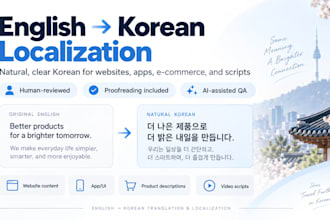 translate and localize english content into natural korean