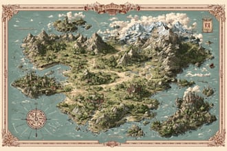 create detailed travel and tourist map illustration