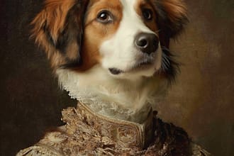 amazing royal pet portrait in custom caricature