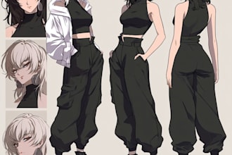 draw character sheet for your oc, waifu and husbando