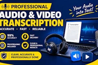 do audio or video transcription podcast youtube interview accurately and fast