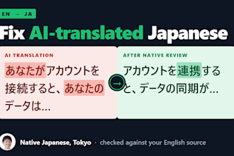 proofread and post edit your ai translated japanese against the english source