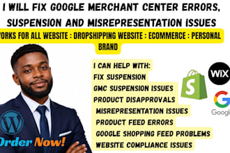 fix google merchant suspension and misrepresentation, fix merchant center errors