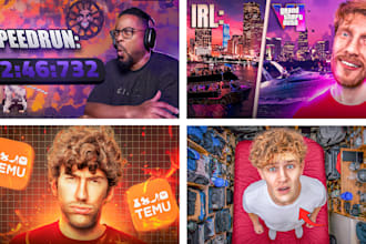 design viral irl and challenge, gaming  youtube thumbnails