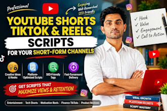 write engaging youtube shorts, tiktok and reels scripts