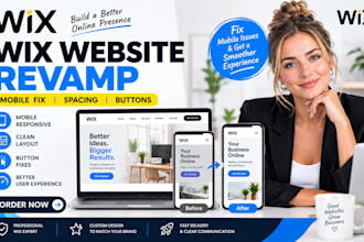 revamp wix website and fix wix mobile layout spacing and buttons wix website
