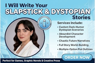 ghostwrite your dystopian, dark comedy, slapstick story or novel