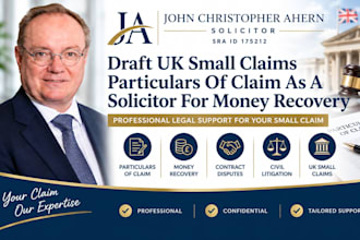 draft uk small claims particulars of claim as a solicitor for money recovery