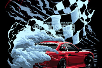 draw epic car illustration