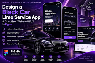 build a black car booking app and website with UI UX design