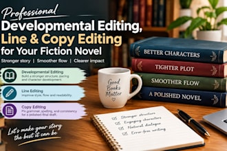 do developmental, line and copy editing for your fiction novel