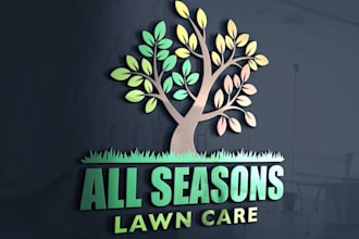 make awesome landscape, grass trimming and lawn care logo