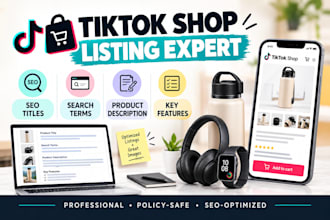 create SEO tiktok shop product listings and images
