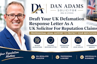draft your uk defamation response letter as a uk solicitor for reputation claims