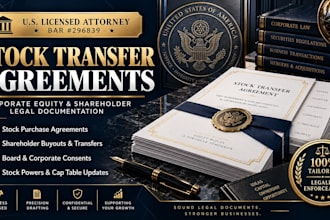 prepare stock transfer legal documents and resolutions