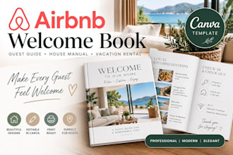design airbnb welcome book, guest guide, house maunal and vacation rental