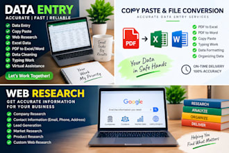 do accurate telugu english data entry, copy paste, web research