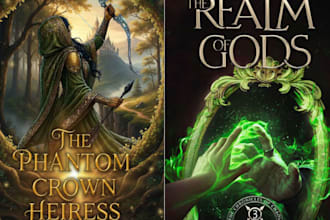 design a fantasy book cover with custom illustration ebook covers