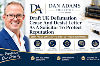 draft uk defamation cease and desist letter as a solicitor to protect reputation