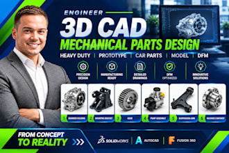 engineer 3d cad mechanical parts design heavy duty prototype car parts model dfm