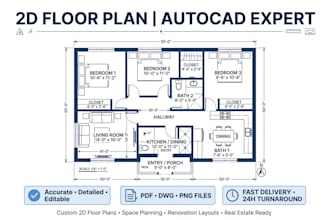 draw 2d floor plan, house plan  in autocad