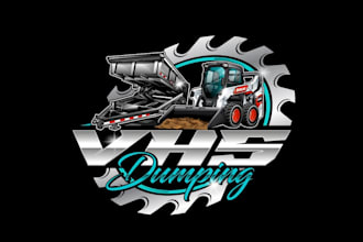 create graceful fantastic skid steer and dump trailer logo design