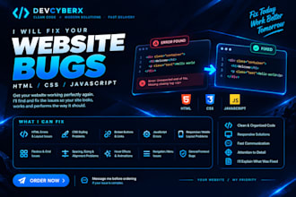 fix HTML CSS and javascript bugs on your website