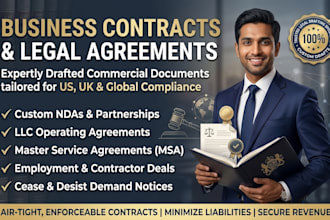 draft legal contracts, ndas, business agreements, and legal notices