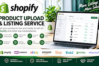 upload product to shopify woocommerce ebay amazon etsy vinted printify mercari