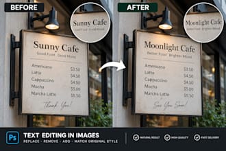 professionally edit or replace text in images using photoshop