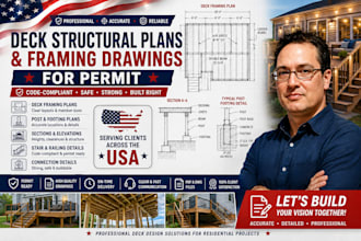 design deck structural plans and framing drawings for permit