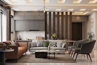 create a professional interior mood board and material palette