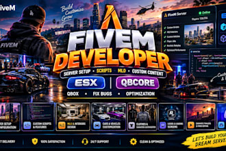be your fivem developer, create fivem server, qbcore esx scripts and mlo
